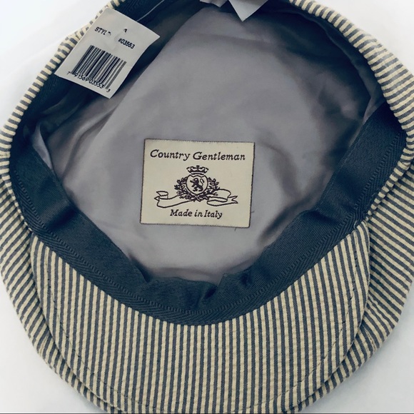 Driving cap. Navy and white seersucker - Picture 2 of 4